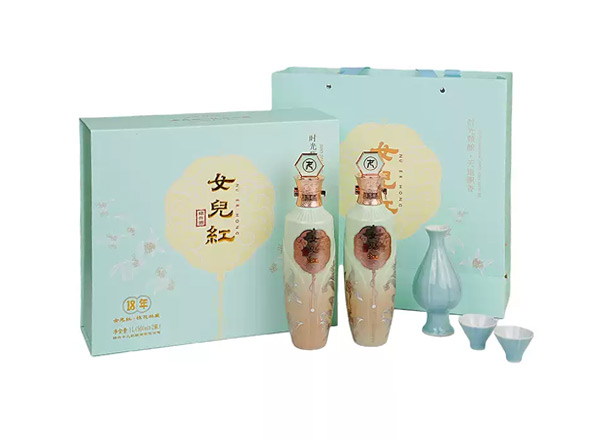 长寿黄酒回收女儿红18年黄酒十八年桂花林藏老酒500ml*2礼盒装