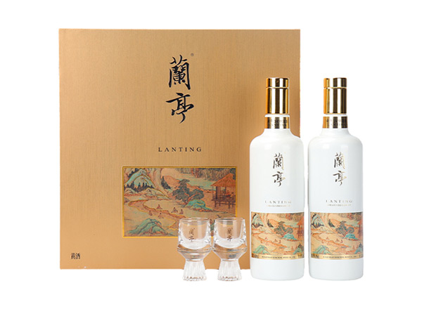 长寿会稽山兰亭黄酒回收国潮兰亭500ml*2礼盒装